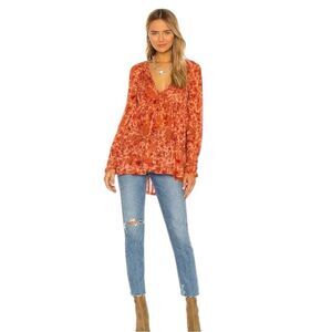 Free People Dark Romantic Tunic Dress in Merlot Combo 
Size M